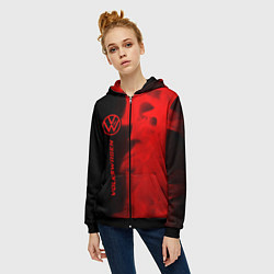 Толстовка на молнии женская Volkswagen - red gradient по-вертикали, цвет: 3D-черный — фото 2