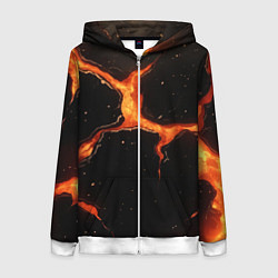 Женская толстовка на молнии Оранжевый разлом на черной текстуре