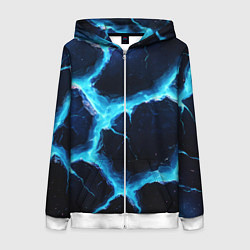 Женская толстовка на молнии Голубая потертая текстура с разломом