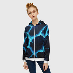 Толстовка на молнии женская Голубая потертая текстура с разломом, цвет: 3D-белый — фото 2