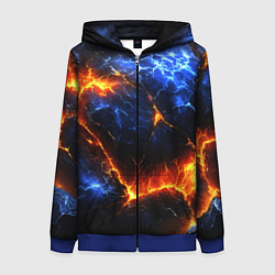 Толстовка на молнии женская Лада и лед в разломе плит, цвет: 3D-синий