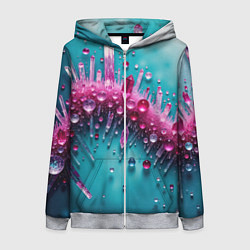 Толстовка на молнии женская Розовые кристаллы, цвет: 3D-меланж