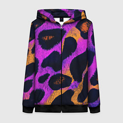 Женская толстовка на молнии Неоновый леопардовый узор