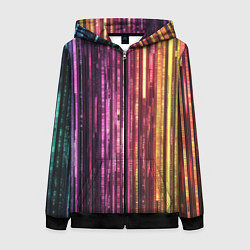 Женская толстовка на молнии Неоновый и переливающийся киберпанк узор
