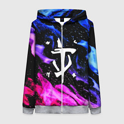 Толстовка на молнии женская Doom flame neon, цвет: 3D-меланж