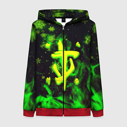 Толстовка на молнии женская Doom кислотный снег в огне лого, цвет: 3D-красный