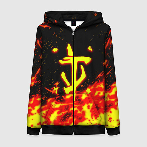 Женская толстовка на молнии Doom огненное лого / 3D-Черный – фото 1