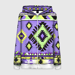 Женская толстовка на молнии Геометрический сиренево желтый орнамент ацтеков