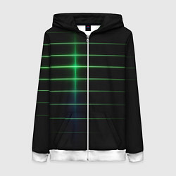 Толстовка на молнии женская The line is green and black, цвет: 3D-белый