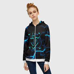 Толстовка на молнии женская Doom молнии неоновые, цвет: 3D-белый — фото 2