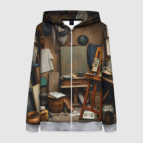 Женская толстовка на молнии Мастерская художника / 3D-Меланж – фото 1