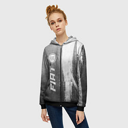 Толстовка на молнии женская Fiat - grey gradient по-вертикали, цвет: 3D-черный — фото 2