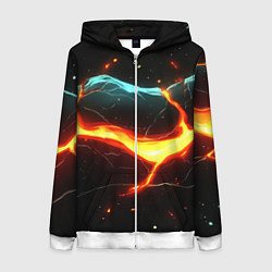 Толстовка на молнии женская Лава в черной текстуре, цвет: 3D-белый