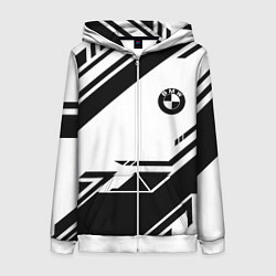 Толстовка на молнии женская BMW geometry black, цвет: 3D-белый