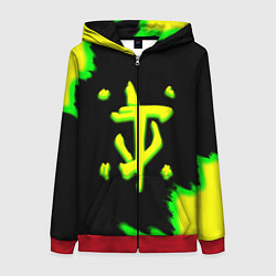 Толстовка на молнии женская Doom огненное лого краски, цвет: 3D-красный