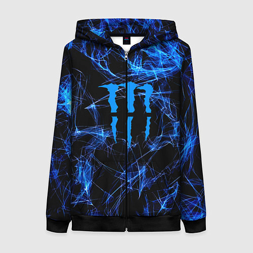 Женская толстовка на молнии Monster energy искры дымы / 3D-Черный – фото 1