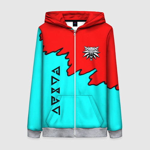 Женская толстовка на молнии Ведьмак краски логотип / 3D-Меланж – фото 1