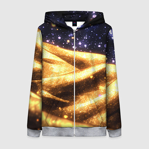 Женская толстовка на молнии Золотая текстура и синее небо / 3D-Меланж – фото 1