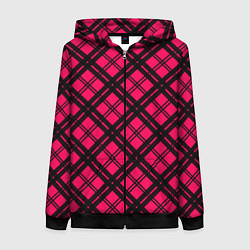 Толстовка на молнии женская Чёрно-розовый крупная клетка, цвет: 3D-черный