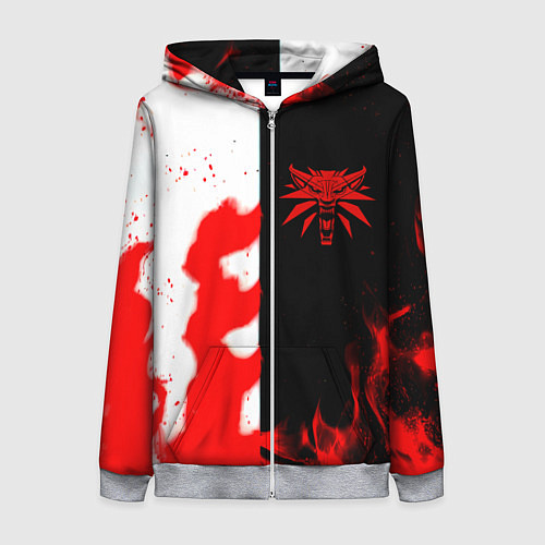 Женская толстовка на молнии Ведьмак огненный / 3D-Меланж – фото 1