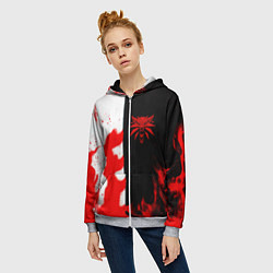 Толстовка на молнии женская Ведьмак огненный, цвет: 3D-меланж — фото 2