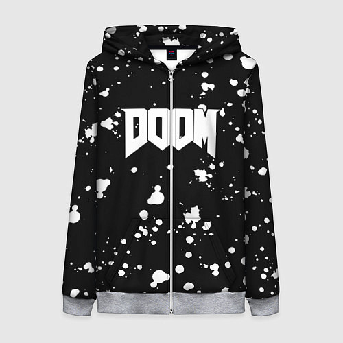 Женская толстовка на молнии Doom белые краски всплеск / 3D-Меланж – фото 1
