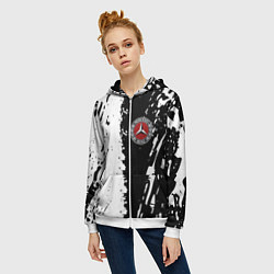 Толстовка на молнии женская Mercedes краски текстура, цвет: 3D-белый — фото 2