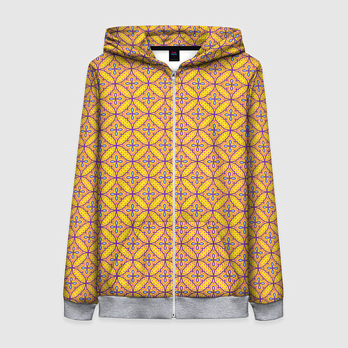 Женская толстовка на молнии Красочный орнамент в восточном стиле / 3D-Меланж – фото 1