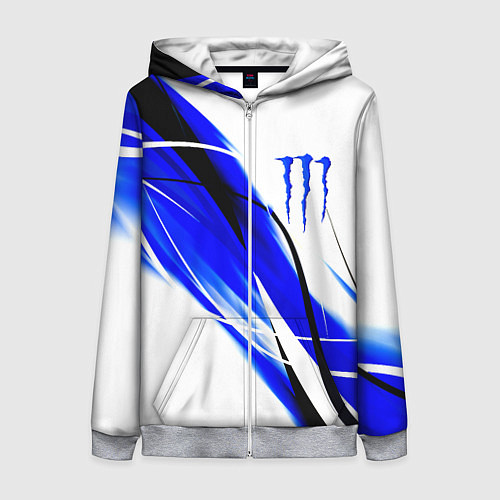 Женская толстовка на молнии Monster energy линии абстракции / 3D-Меланж – фото 1