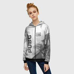 Толстовка на молнии женская PUBG - white gradient вертикально, цвет: 3D-черный — фото 2