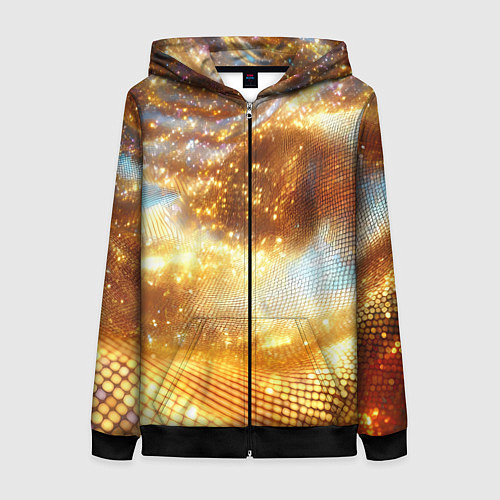 Женская толстовка на молнии Блестящая золотая текстура / 3D-Черный – фото 1