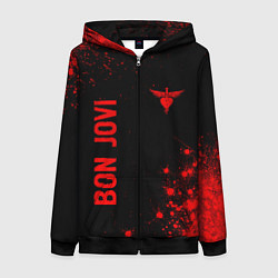 Женская толстовка на молнии Bon Jovi - red gradient вертикально