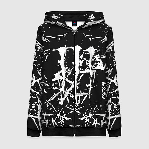 Женская толстовка на молнии Monster energy белые штрихи краско / 3D-Черный – фото 1