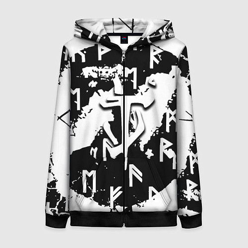 Женская толстовка на молнии Doom символы краски / 3D-Черный – фото 1