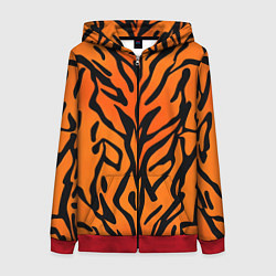 Женская толстовка на молнии Тигровый огненный паттерн