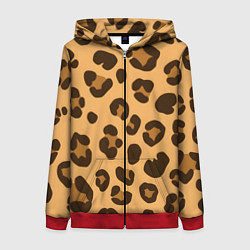 Женская толстовка на молнии Коричневые пятна леопарда