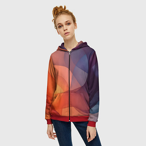 Женская толстовка на молнии Летящая вуаль / 3D-Красный – фото 3