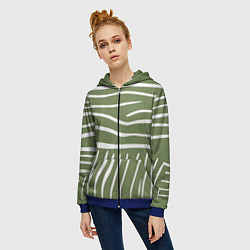 Толстовка на молнии женская Полоски зеленой зебры, цвет: 3D-синий — фото 2