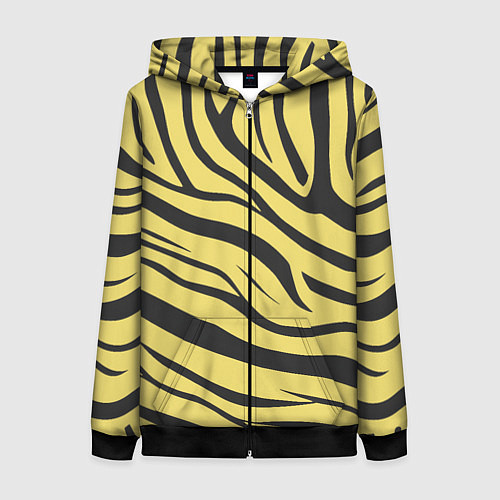Женская толстовка на молнии Светлый тигровый паттерн / 3D-Черный – фото 1
