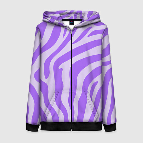 Женская толстовка на молнии Лавандовый тигровый паттерн / 3D-Черный – фото 1