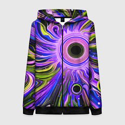 Толстовка на молнии женская Абстрактный неоновый космос - чёрная дыра, цвет: 3D-черный