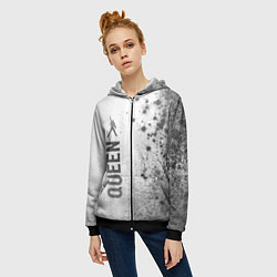 Толстовка на молнии женская Queen - white gradient по-вертикали, цвет: 3D-черный — фото 2