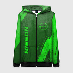 Толстовка на молнии женская Nissan - green gradient вертикально, цвет: 3D-черный