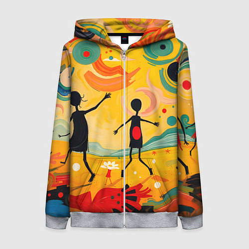 Женская толстовка на молнии Радостные солнечные человечки / 3D-Меланж – фото 1