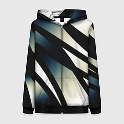 Женская толстовка на молнии Чёрно-белый с синим затемнением полосы