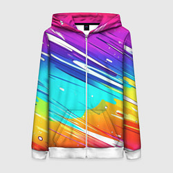 Толстовка на молнии женская Радужные брызги краски текстура, цвет: 3D-белый