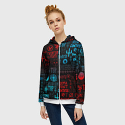 Толстовка на молнии женская Twenty one pilots rock pattern, цвет: 3D-белый — фото 2