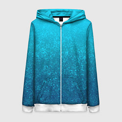 Толстовка на молнии женская Лазурный голубой текстурный градиент, цвет: 3D-белый
