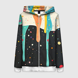 Толстовка на молнии женская Разноцветные капли текстура, цвет: 3D-белый