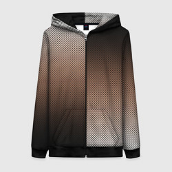 Толстовка на молнии женская Чёрно-коричневый текстурный градиент пополам, цвет: 3D-черный